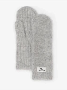 Acrylic Fox Kids Light Gray Knit Mittens